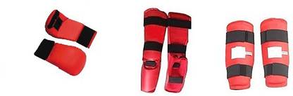 RAJESHH COMBO OF TAEKWONDOW / KARATE ONE PAIR SHIN GUARD ARM , ONE PAIR SHIN GUARD LEG WITH FOOT PROTECTOR AND ONE PAIR GLOVES Boxing Kit