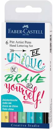 FABER-CASTELL 6 Pitt Artist Pen Hand Lettering - Pastel - Wallet of 6