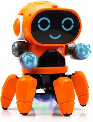 pavilion mall Smart Bot Robot with Music, 7 Colour Disco Lighting (Orange)