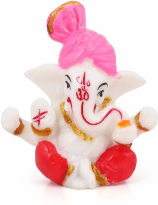 Shree Poojan pagdi wale ganesh ji Decorative Showpiece  -  6 cm