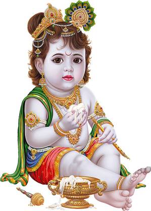 Printnet 48 cm Lord Baal Krishna Modern Art Wall Sticker for Home Self Adhesive Sticker