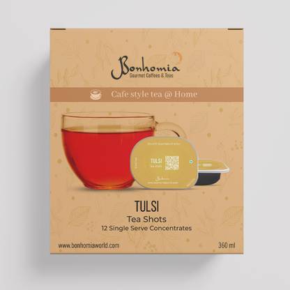 Bonhomia Tulsi Tea | Liquid Tea Concentrate | Single Serve 30 ml (Pack of 12) Tulsi Green Tea Box