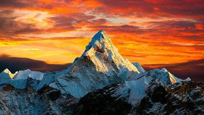 HSA Prints himalayas mountains landscape nature (Popular Background) Poster Matte Finish Paper Print 12 x18 Inch (Multicolor) P-0164