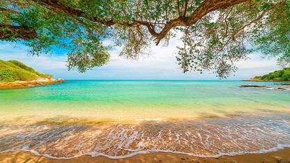 HSA Prints beach sandy beach lagoon tropical landscape (Popular Background) Poster Matte Finish Paper Print 12 x18 Inch (Multicolor) P-0068