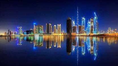 HSA Prints dubai city lights 8k uae (Popular Background) Poster Matte Finish Paper Print 12 x18 Inch (Multicolor) P-0134