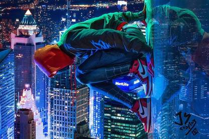 HSA Prints miles morales marvel comics spider man into the spider verse spider man (Popular Background) Poster Matte Finish Paper Print 12 x18 Inch (Multicolor) P-0206