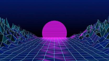 HSA Prints retrowave neon digital art retro style (Popular Background) Poster Matte Finish Paper Print 12 x18 Inch (Multicolor) P-0268