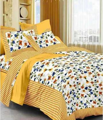 vasu clothing 250 TC Cotton Double Floral Flat Bedsheet