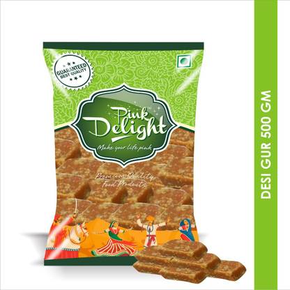 Pink Delight Premium Organic Natural Deshi Barfi Gur (Jaggery) Block Jaggery