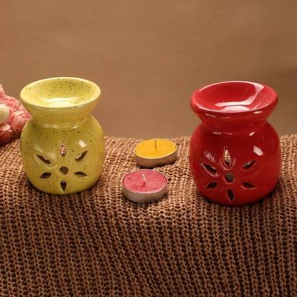 AuraDecor Floral Diffuser Set Diffuser ,Aroma oil and teal light Candle set