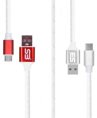 SB Micro USB Cable 2 A 1.2 m 2.1A Fast Charging Type-C (Silver) and Android (Red) USB Data Cable USB Data Cable & Data Transfer,1.2M Data Sync Cable (Pair of Two) Compatible with , Vivo V17, Vivo Y30, Vivo Z1x, Vivo Y91i, Vivo S1, Vivo Y19