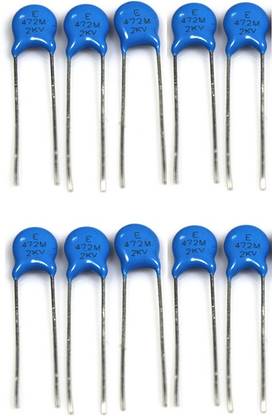 RISARYA 5mm CERAMIC DISC CAPACITOR 472/4700PF 2KV, 10PCS SET Electronic Components Electronic Hobby Kit