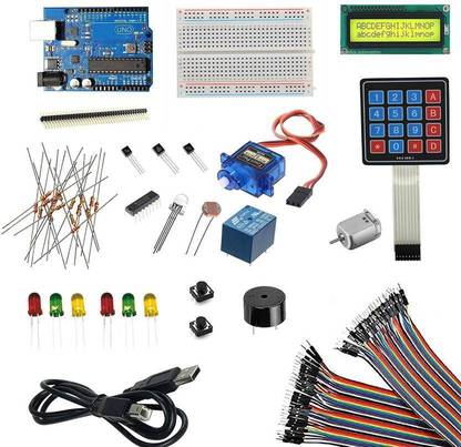 SPECTRACORE Arduino UNO Project Starter Kit for Arduino w/UNO R3 Development Board (SMD IC), LCD1602, Membrane Switch, Servo, TOY Motor Electronic Components Electronic Hobby Kit