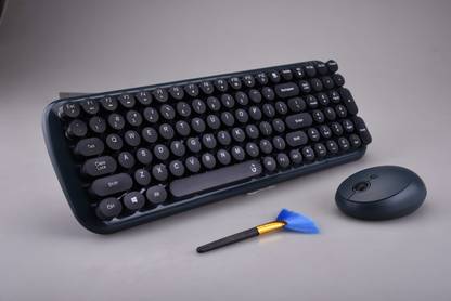 iGear iG 1114 KeyBee Retro Typewriter Inspired 2.4GHz Wireless Keyboard, Mouse Combo for Desktops, Laptops and Devices with USB Support, Single Nano Receiver for Pair, Round Keycaps, Cleaning brush Combo Set