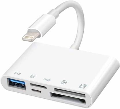 microware XQD SD Card Reader for iPhone iPad iPad pro, USB 3.0 to iPhone/iPad Adapter, 5 in 1 USB Camera Connection Kit Adapter for iPhone and iPad, Compatible with XQD/SD/Micro SD/TF Card and More Card Reader