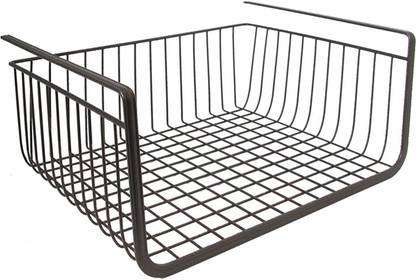 EITHEO Metal Under Shelf Rack/Basket Wire Rack for Extra Cabinet Storage 13.5-inch (13.5 Inch 1 Pcs Black) Microfibre Wall Shelf