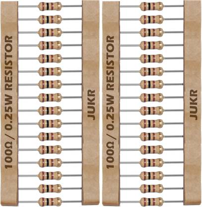 JUKR 100 OHM Carbon Film Resistors For Electronics Engineering Students, Professionals DIV Resistor Kit (Quantity 100 Nos) Fixed Resistor