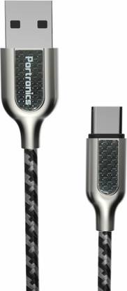 Portronics Micro USB Cable 1.2 m POR-859_Carbon 2.1Amp Type-C 1.2 Meter Cable
