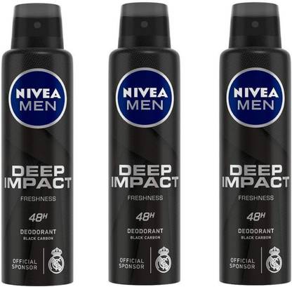 NIVEA Men Deep Impact Deodorant Spray 150ML Each (Pack of 3) Deodorant Spray  -  For Men