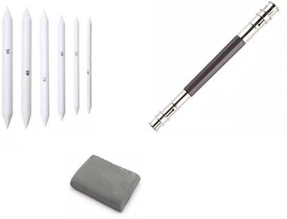 Definite White Paper Blending Stumps or Tortillon, Kneadable Eraser and Pencil Extender for Blending Shading Smudging of Graphite and Charcoal Pencils