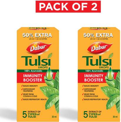 Dabur Tulsi Drops | 100% Ayurvedic Immunity Booster | 50% Extra | Pack of 2
