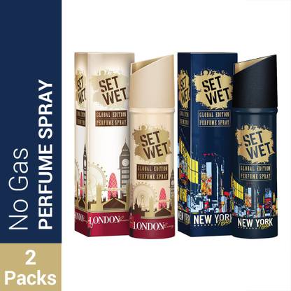 SET WET Global Edition London Luxury and New York Nights Perfume Body Spray – For Men  (240 ml, Pack of 2) at Rs. 280
