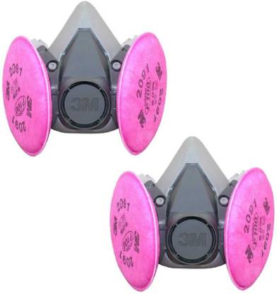 3M 6200 & 2091 P100 6200 Reusable Half face mask Medium (Pack of 2) Twin filter design with 2091 P100 NIOSH approved Particulate Filter (2 Pair) Reusable
