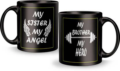 Gift4You Coffee MY SISTER MY ANGEL&MY BROTHER MY HERO Design print gift for Sis&BroGift for friend, Gift for boyfriend, Gift for Girlfriend, Gift for father, Gift for Mother,Birthday Gift, Valantine Gift Ceramic Coffee Mug