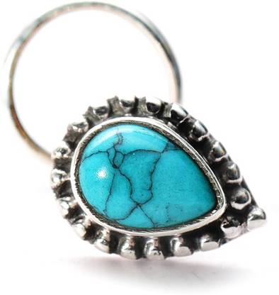 jsaj Turquoise Sterling Silver Plated Sterling Silver Nose Ring