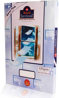 bilt Coral Pink Plain A4 100 gsm Royal Executive Bond Paper