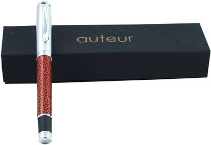auteur Zen Brown Color Metal Body, Silver Trims, and Diamond on Cap's Top - Fine Point Roller Ball Pen