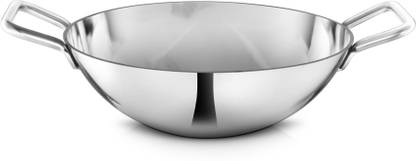 Jensons Stainless Steel Kadai 3mm - SUPER HEAVY FOR BEST COOKING - LARGE Kadhai 31 cm diameter 3.8 L capacity