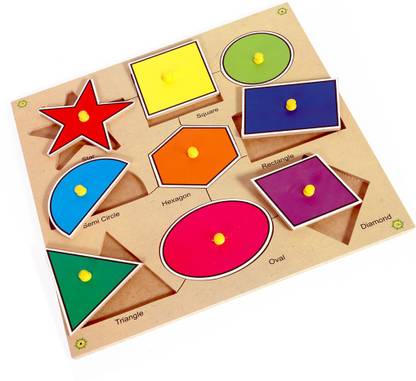 Toyvala 9 Different Shapes Unique Educational Wooden Board Jigsaw Puzzle