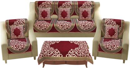 hargunz Cotton, Jacquard Abstract 3+1+1 Seater Sofa Cover