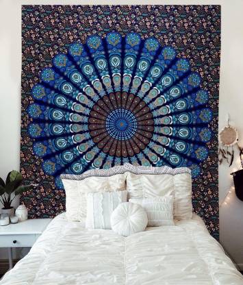 Indian Mandala Cotton Handmade Wall Hanging Home Decor Bedspread Twin Tapestry