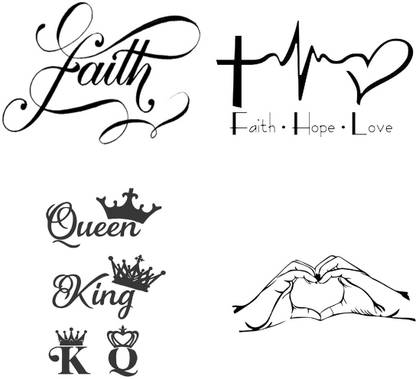 surmul Faith Love Combo Couple Tattoo Waterproof Men and Women Temporary Body Tattoo