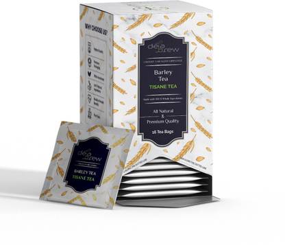 Deja Brew Barley Tea - 16 Pyramid Tea Bags | Blend For Digestion, Sound Sleep, Natural Stress Buster, Remedy For Cold & Flu | Healthy Coffee Replacement | Caffeine Free | Roasted Barley Seeds| Brew Hot or Iced | Herbal Tea Box