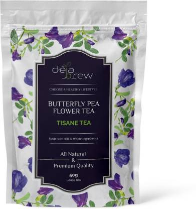 Deja Brew Butterfly Pea Flower Tea – Whole Loose Tea (25 cups) | Blend For HAIR, SKIN and EYESIGHT, Promotes Weight Loss, Rich In Antioxidants | Caffeine Free | BLUE TEA | Dried Whole Butterfly Pea Flower | Brew Hot or Iced | Herbal Tea Pouch