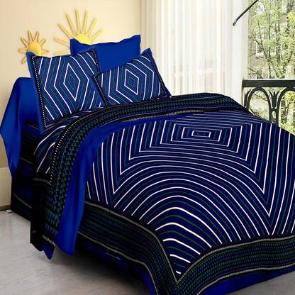 cotton chadar double bed 200 TC Cotton King Jaipuri Prints Flat Bedsheet