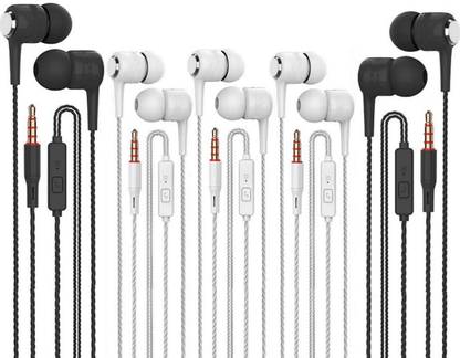 Meyaar Beex Metal in-Ear Earphone Earbuds for All Smartphones Pack of 5 Wired