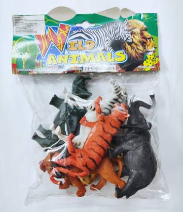 MGT CREATION TOYS Wild Animals Figures Set for Kids, Animal Play Set, Educational Toy Learning Toy - Size (Pack of 6 Animals)