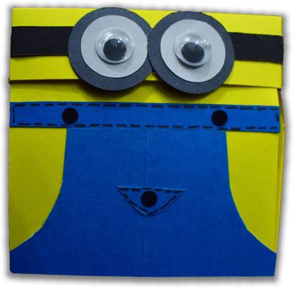 counting crafster counting crafster handmade beautiful minion explosion box (yellow & blue) Greeting Card