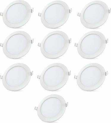 PSL 6W LED Round Panel light (Size- 4 Inches) for False Ceiling with Driver (White Color) (Pack of 10) Recessed Ceiling Lamp