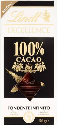 LINDT Excellence 100% Cacao Dark Chocolate Bar 50g Bars