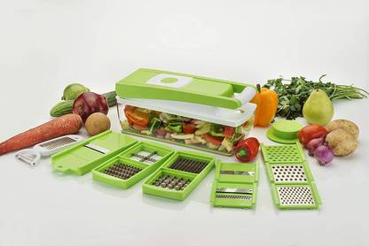 USPECH NICER DICER 12 IN 1 Vegetable & Fruit Chopper (1 UNIT OF NICER DICER WITH 12 BLADES) Vegetable & Fruit Grater & Slicer