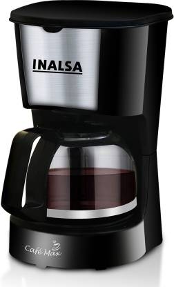 Inalsa Cafe Max 5 Cup (0.6L) 650-Watt Coffee Maker with Anti Drip & Keep Warm Function| Detachable Coffee Filter| Includes 100% Borosilicate Glass 0.8L Carafe Jar 5 Cups Coffee Maker