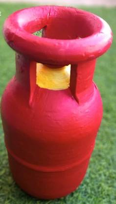 Blossoms Store Red Color Cylinder Clay Gullak Coin Bank