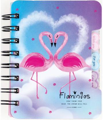 R H lifestyle Flamingos Hardcover Spiral Diary / Notebook with 3 Dividers A6 Diary Yes 45 Pages