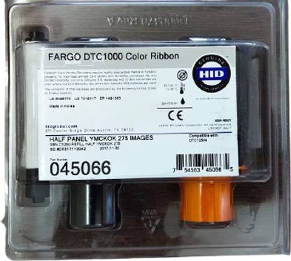 HID global Fargo DTC 1000 Half Panel Ribbon 275 Image's YMCKOK Part No : 045066 Tri-Color Ink Toner