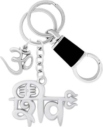 MGP FASHION High Quality Om Pendant Fancy Shiv Trishul Tilak Design Shiv Shankar Religious Decorative Locking Hook Carabiner Keyring (Silver,Black) Key Chain